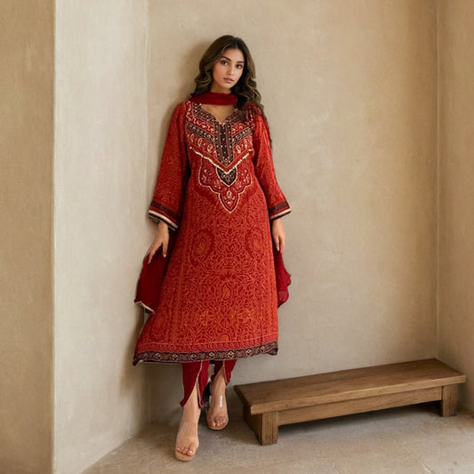 Maroon tulip-Dhoti set