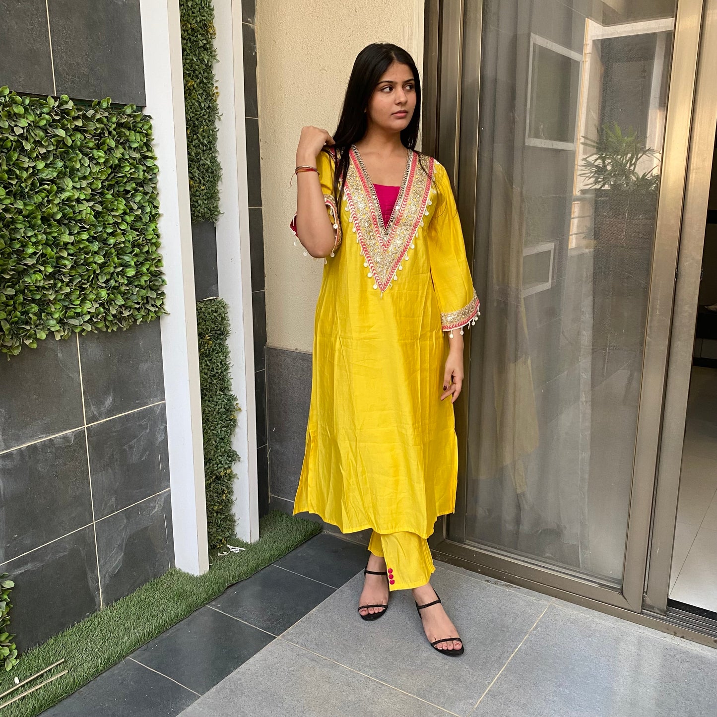 Lace- kurti and pant coord set